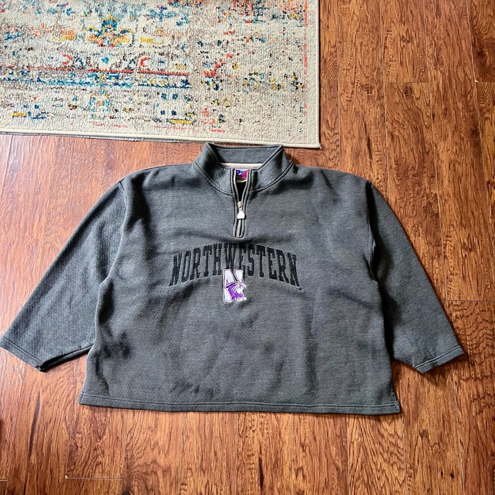Vintage Pro Player Northwestern University Boxy Fit Quarter Zip Sweatshirt